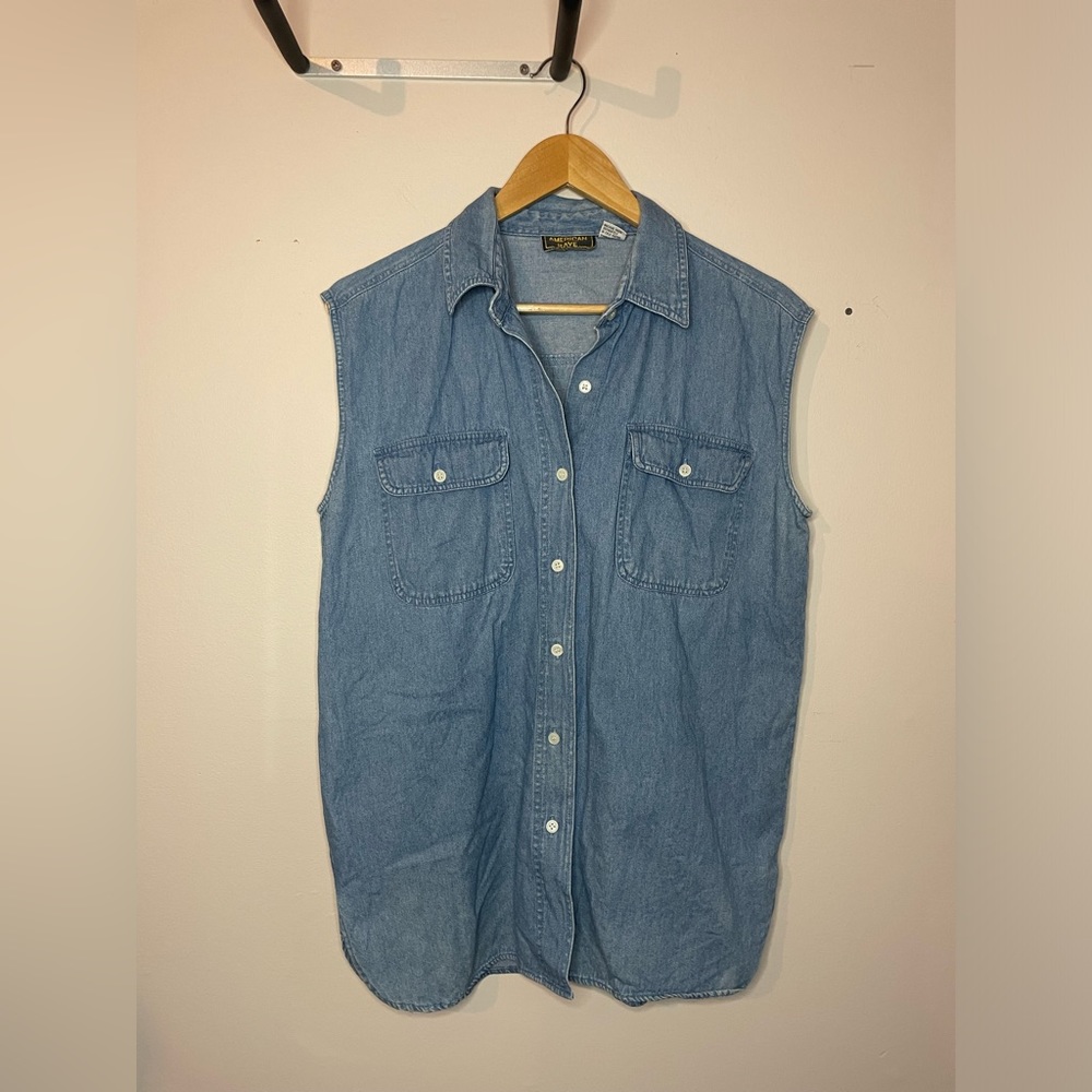 American Rave Vintage 100% Cotton Denim Vest Womens Large